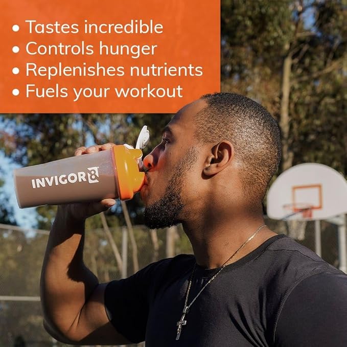 INVIGOR8 Superfood Grass Fed Whey Protein Isolate Shake Chocolate Brownie Gluten-Free and Non GMO Meal Replacement with Probiotics and Omega 3 (645g)