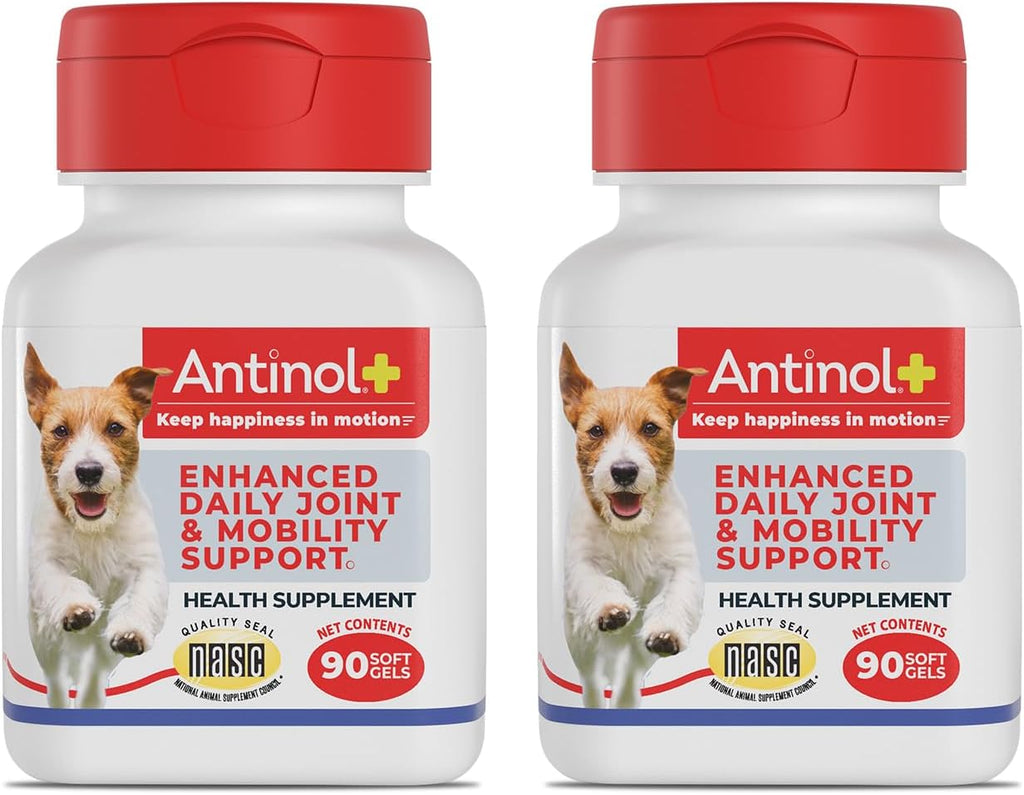 Antinol Plus, Mobility, Hip, and Joint Supplement for Dogs, Green-Lipped Mussels and Krill Oil - Dog Joint Supplement, Better and Faster Than Glucosamine and Chondroitin, 180 Soft Gels