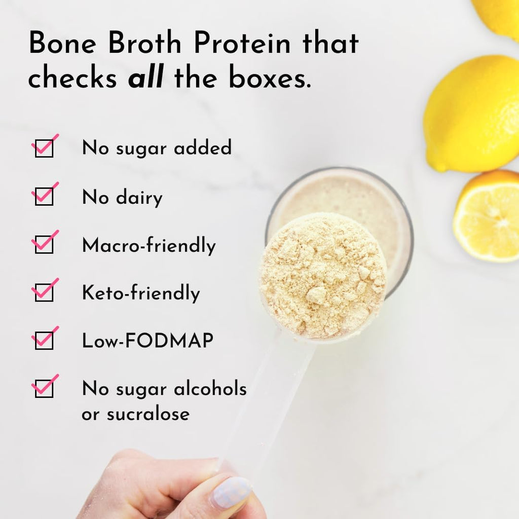 Bone Broth Protein Powder – Lemon Cream | 15 Servings | 21g Grass-Fed Protein per Serving | Dairy-Free | Collagen for Gut, Skin & Joint Support | Made with Real Food Ingredients