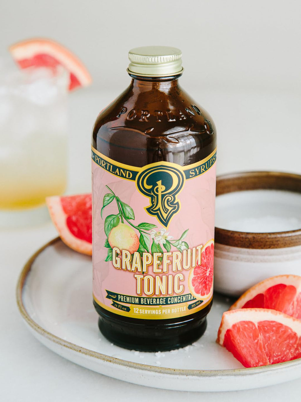 Portland Syrups Grapefruit Tonic Syrup - Craft Delicious Cocktails, Mocktails, Tea, Soda, Coffee Drinks, and More - 12 oz with 12 Servings (Pack of 1)