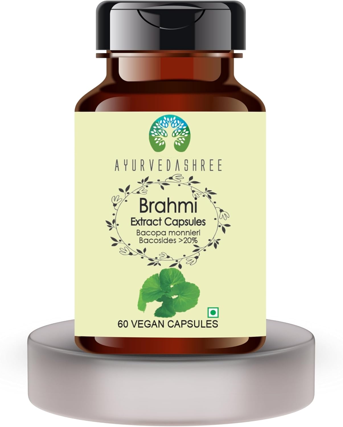 Brahmi Extract 500mg - 60 Vegetarian Capsules|Bacopa Monnieri Bacosides| All Natural | 100% Vegan | Gluten-Free | GMP Certified