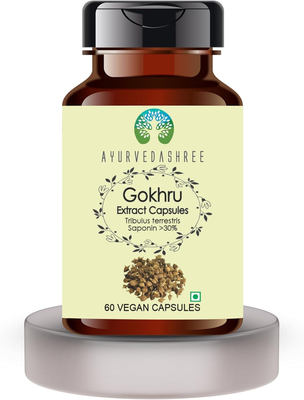 Gokhru Extract 500mg - 60 Vegetarian Capsules|Tribulus Terrestris| All Natural | 100% Vegan | Gluten-Free | GMP Certified
