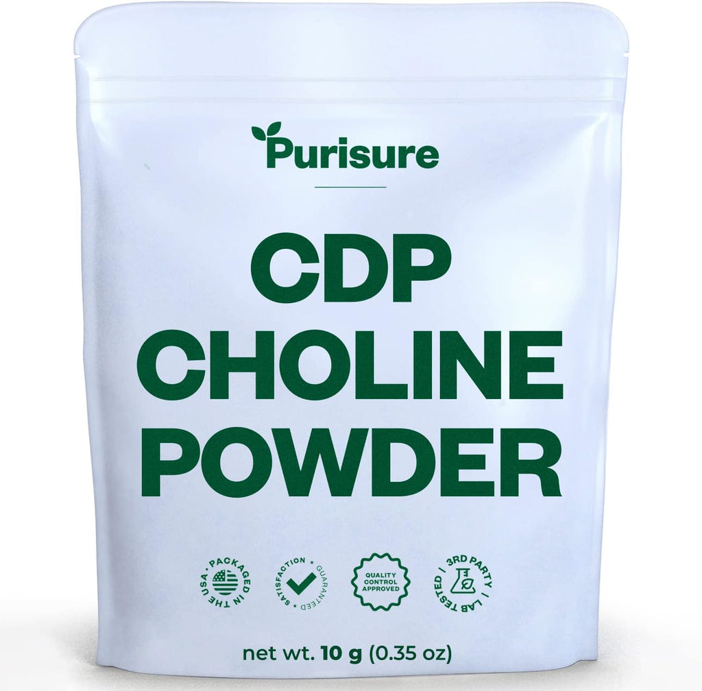 CDP Choline Powder, 10g, CDP Choline Supplements That Support Attention, Focus, and Energy, Citicoline Powder for Cognitive Function, Increases Motivation and Productivity, 40 Servings