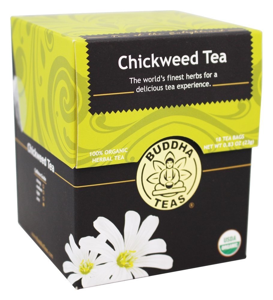 Buddha Teas Organic Chickweed Tea - OU Kosher, USDA Organic, CCOF Organic, 18 Bleach-Free Tea Bags
