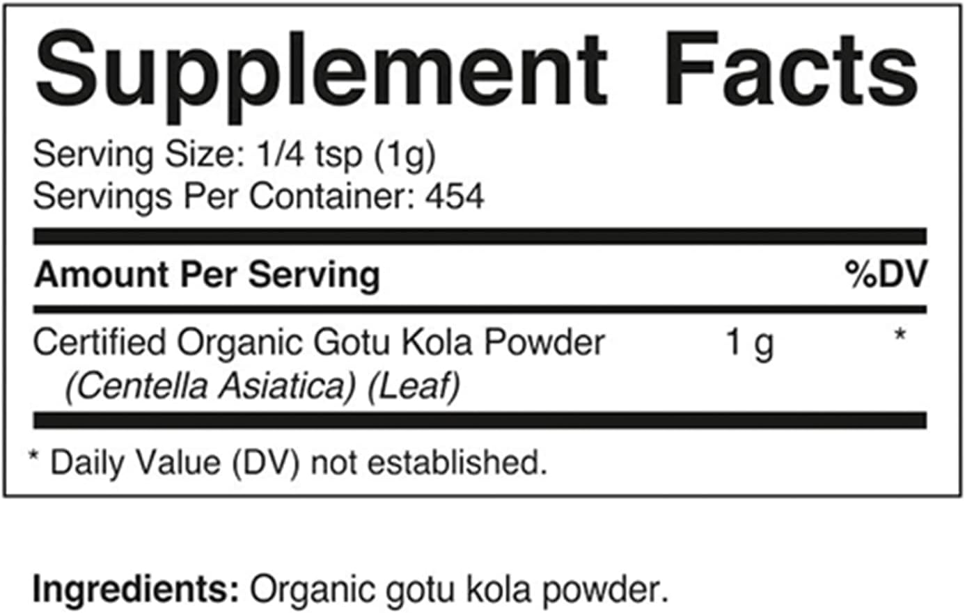 Vitamatic Certified USDA Organic Gotu Kola Powder – 1 Pound (16 Ounces) – Natural Brain & Circulatory Support – Non-GMO & Gluten-Free