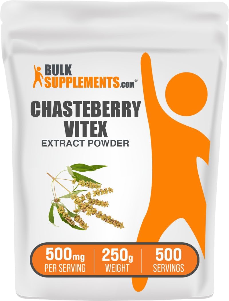 BulkSupplements.com Chasteberry Extract Powder - from Vitex Berry, Herbal Supplement - Vegan & Gluten Free, 500mg per Serving, 250g (8.8 oz) (Pack of 1)
