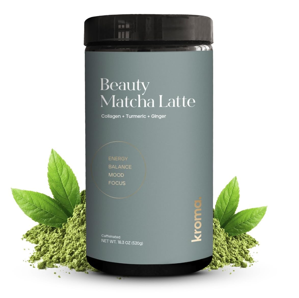 Kroma’s Beauty Matcha Latte Powder 17.75 Oz, 503g, 60 Servings – Collagen Ceremonial Grade Matcha Green Tea with Protein for Glowing Skin & Hair Support w/Bovine Collagen, w/Ginger, Turmeric & Adaptogenic Mushrooms
