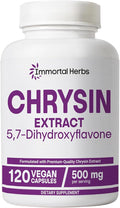 Chrysin Supplement 500mg, 120 Pills, Passion Flower Extract Powder, 5,7-Dihydroxyflavone, Non-GMO and Gluten-Free Chrysin Supplement for Men and Women