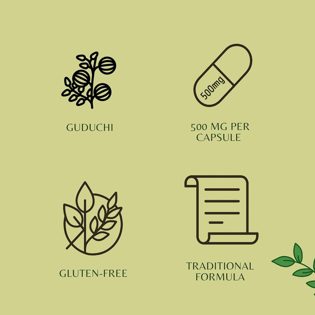 Guduchi Extract 500mg - 60 Vegetarian Capsules|Tinospora Cordifolia| All Natural | 100% Vegan | Gluten-Free | GMP Certified