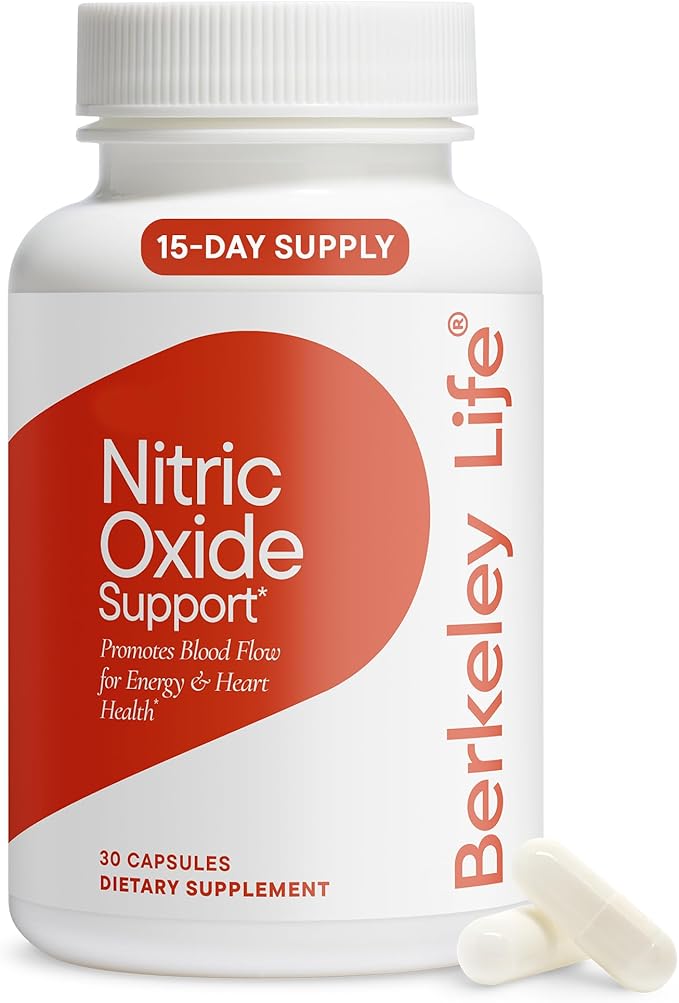 Berkeley Life Nitric Oxide Support Supplement - Nitric Oxide Booster for Men & Women - Blood Flow & Circulation with Beet Root Powder to Support Energy, Heart Health & Healthy Blood Pressure- 30 Count