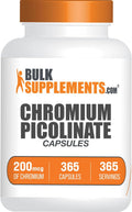 BulkSupplements.com Chromium Picolinate Capsules - Chromium Supplement, Mineral Supplement - Gluten Free, 1 Capsule per Serving, 365 Count (Pack of 1)