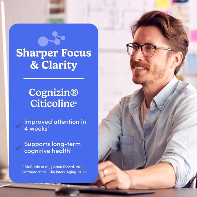 FIRST DAY Men’s Daily Nootropic Brain Supplement Gummies for Focus, Memory & Mental Energy | with Cognizin® Citicoline, Phosphatidylserine & Natural Caffeine | Vegan, Allergen-Free | 30-Day Supply