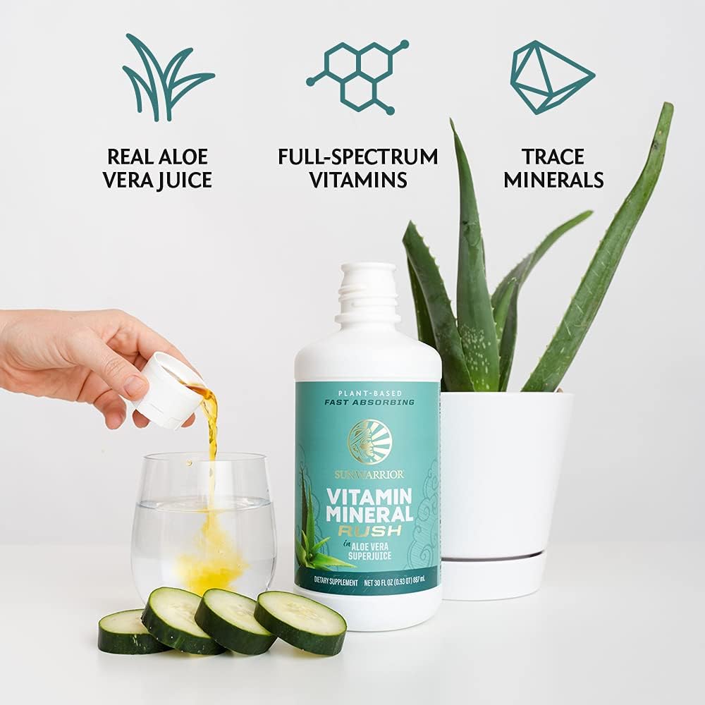 Sunwarrior Liquid Multivitamin Supplements & Minerals Vegan Plant-Based with Aloe Vera for Men and Women | Energy & Immune Support Gluten Sugar Dairy Free | 30 Fl Oz