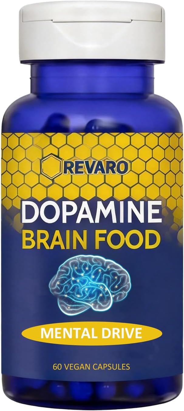 Revaro Dopamine Supplement for Focus & Motivation - Brain Food with L-Tyrosine & Natural Ingredients - Supports Mental Clarity, Healthy Dopamine Production (1pcs)
