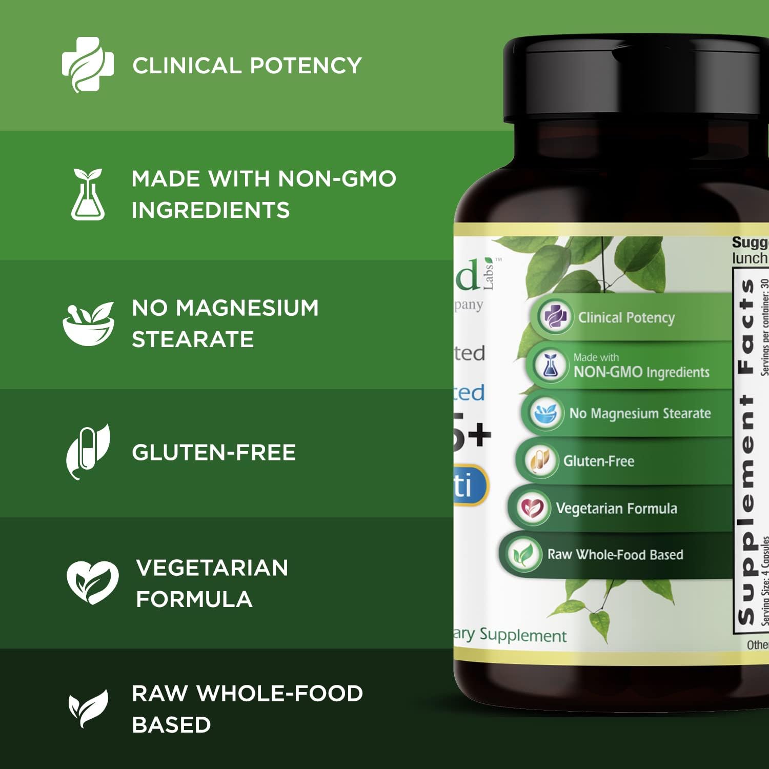 EMERALD LABS Men's 45+ Clinical Multi - Multivitamin for Comprehensive Support, Bone & Heart Health* - Designed for Men 45+ - Gluten-Free & Vegetarian - 120 Vegetable Capsules (30-Day Supply)