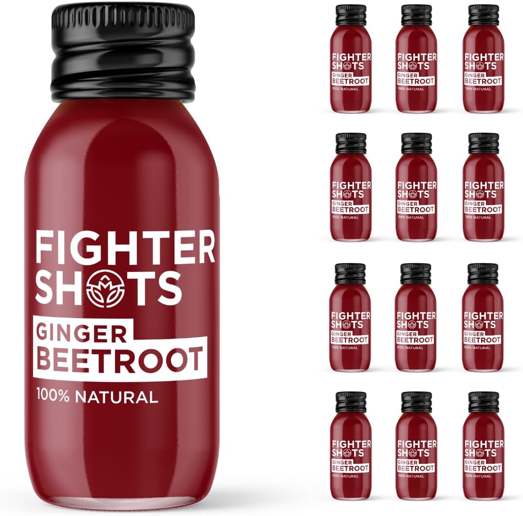 Ginger + Beetroot (12x60ml) | 100% Natural | Perfect Morning/Post Workout Pick Me Up | No Preservatives | Fresh & Fiery Beetroot and Ginger Shots