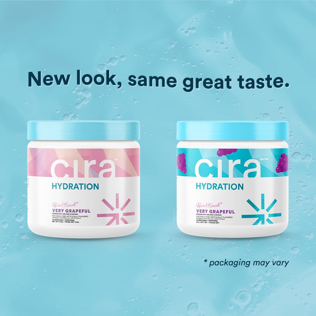 Cira Hydration Powder (45 Servings) x Alicia McCarvell's Electrolyte Drink Mix with Himalayan Salt for Dehydration Relief and Recovery - Very Grapeful