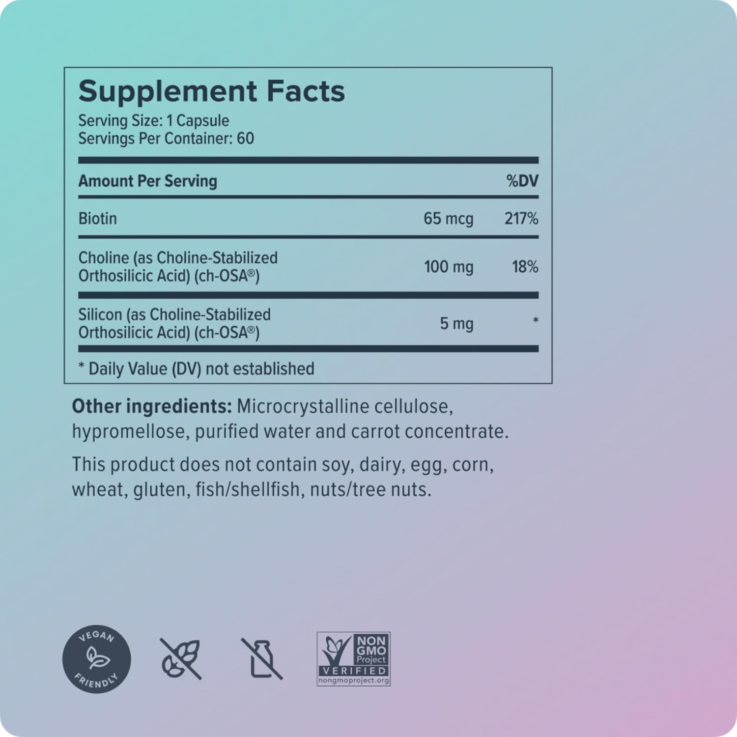 Biosil Advanced Hair + Nail Care - Growth Vitamins for Women - Strengthen & Thicken Strands - 60 Capsules - Patented ch-OSA - 30-Day Supply