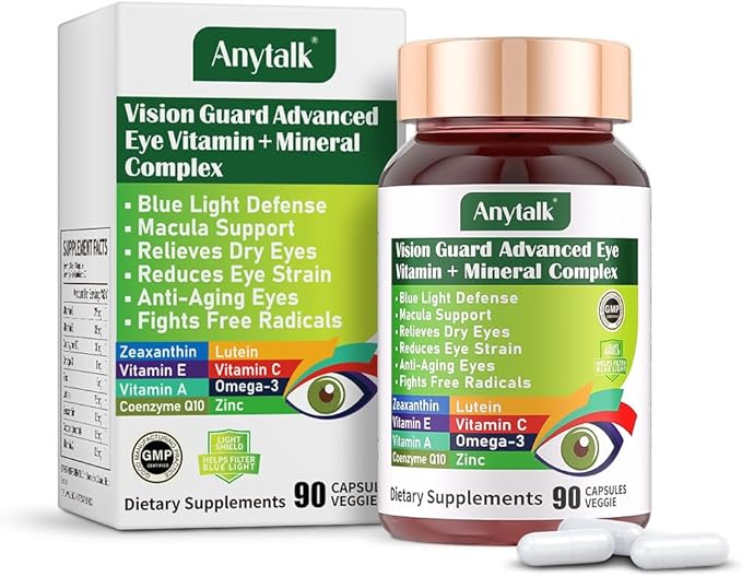 Lutein Eye Vitamins - Eye Health Supplements for Macular Pigment & Dry Eye, Contains Lutein, Zeaxanthin, Zinc, Omega-3, Vitamins C & E to Adult Support Healthy Vision (90 Capsules)