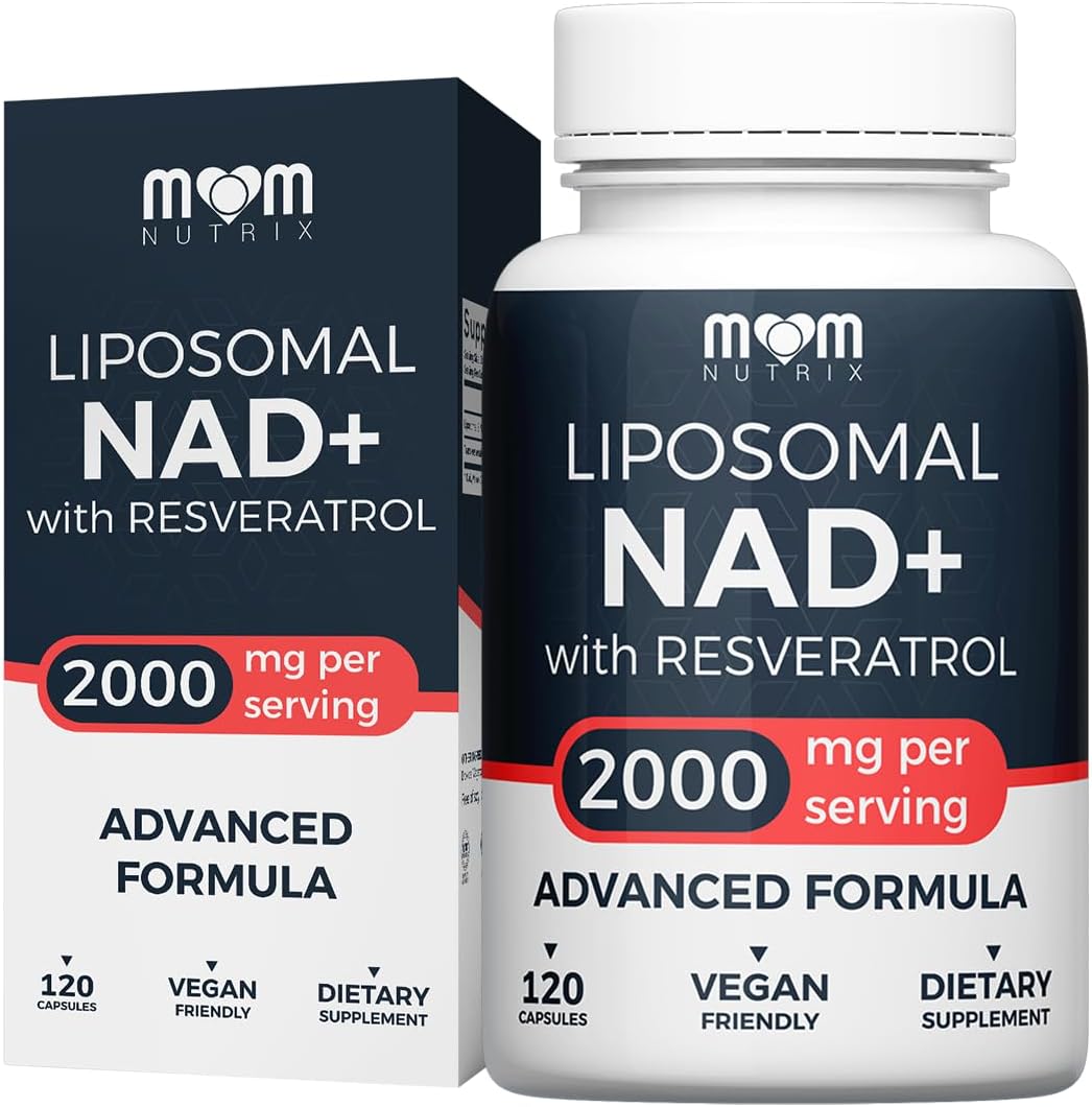 Liposomal NAD Supplement with Resveratrol - High Purity NAD Plus 2000 mg, 120 Capsules, Made in The USA - NMN Alternative