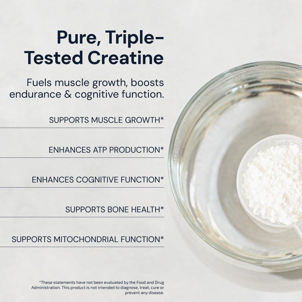 Blueprint Bryan Johnson Creatine Monohydrate Powder – Amino Acid Powder - Suppliment Supports Muscle Growth, Recovery, Strength & Focus – Unflavored Creatine for Women & Men – 5g Dose – 100 Servings