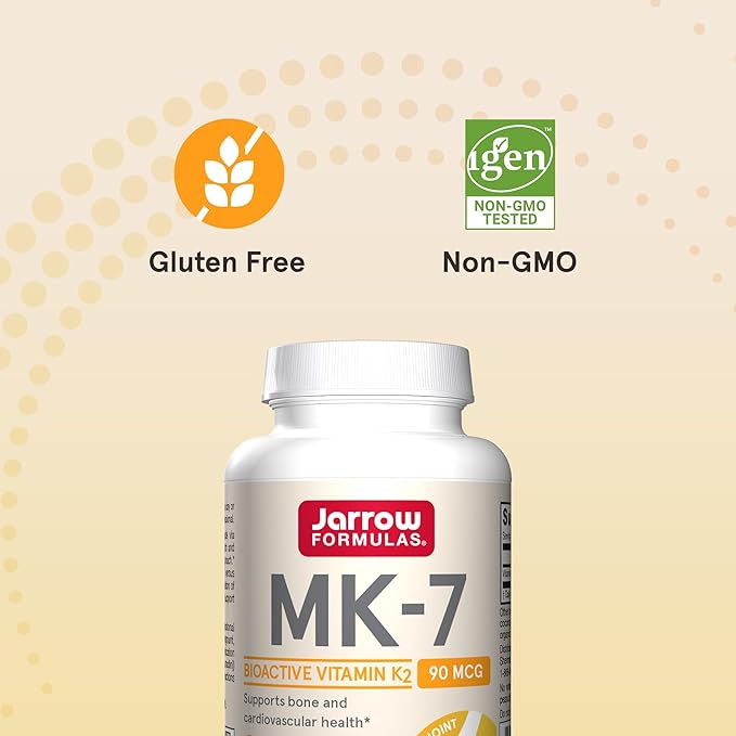 Jarrow Formulas MK-7 90mcg-Bioactive Form of VIT K2-60 Servings(Softgels)-for Bone & CV Health-VIT K2 MK-7 Dietary Supp-K2 VIT Supp MK-7-Gluten Free,12 Pack
