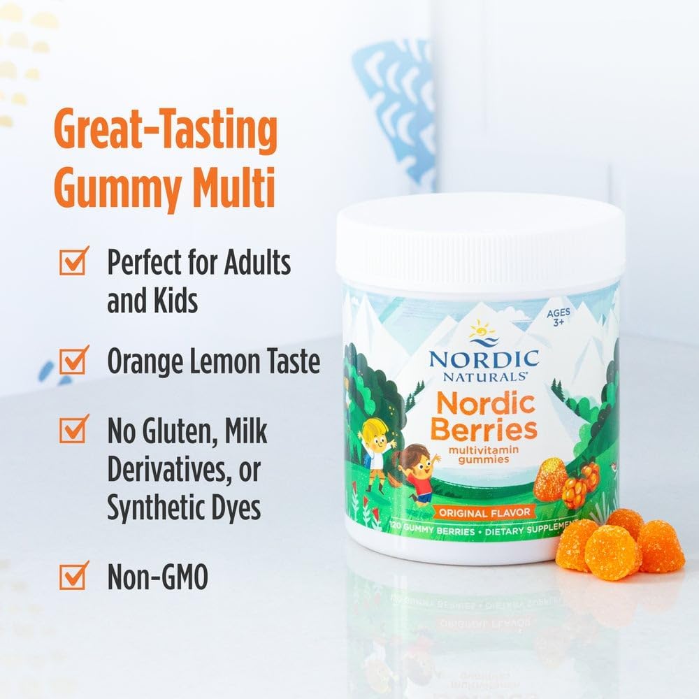 Nordic Naturals Nordic Berries, Citrus - 120 Gummy Berries - Great-Tasting Multivitamin for Ages 2+ - Growth, Development, Optimal Wellness - Non-GMO, Vegetarian - 30 Servings