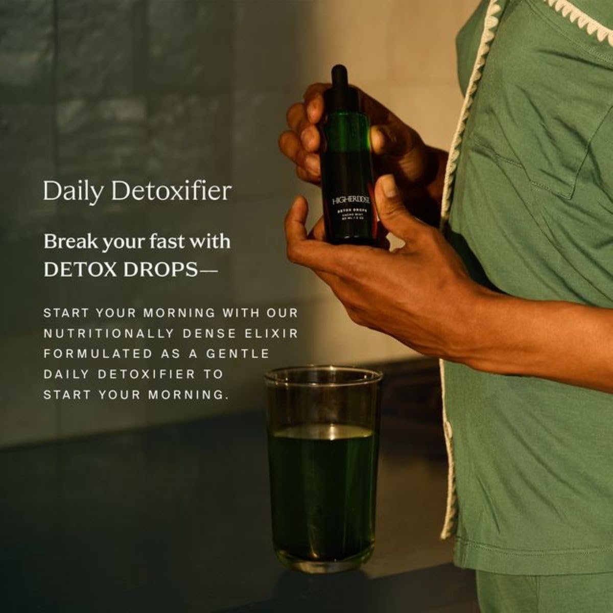 HigherDOSE Detox Drops - Liquid Chlorophyll Water Drops to Support Daily Detox & Boost Skin's Natural Glow - Plant Powered Formula with Milk Thistle, Beetroot Juice, Magnesium & Minerals (2 oz)
