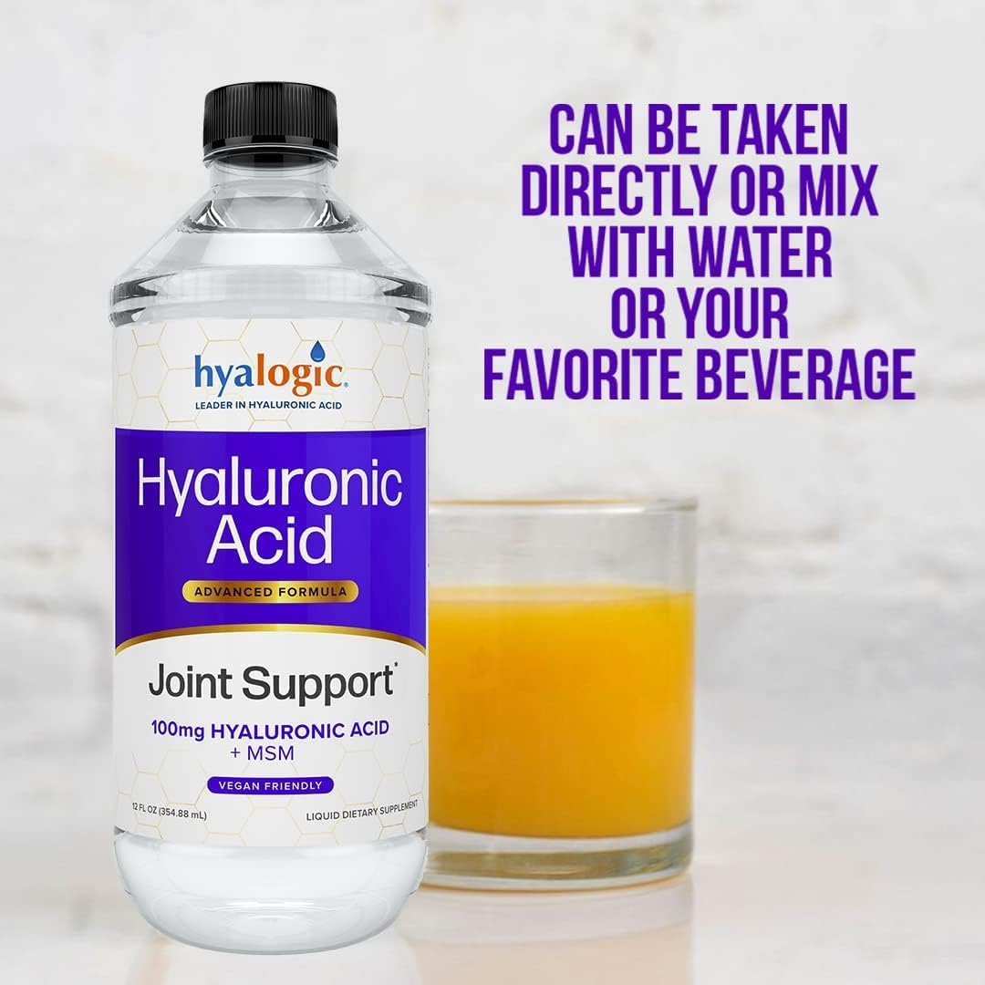 Hyalogic Hyaluronic Acid Joint Support Supplement (12 oz) – Advanced Formula Joint Supplement – MSM & 100 mg Hyaluronic Acid Supplements – Joint Supplements for Women & Men for Overall Joint Health