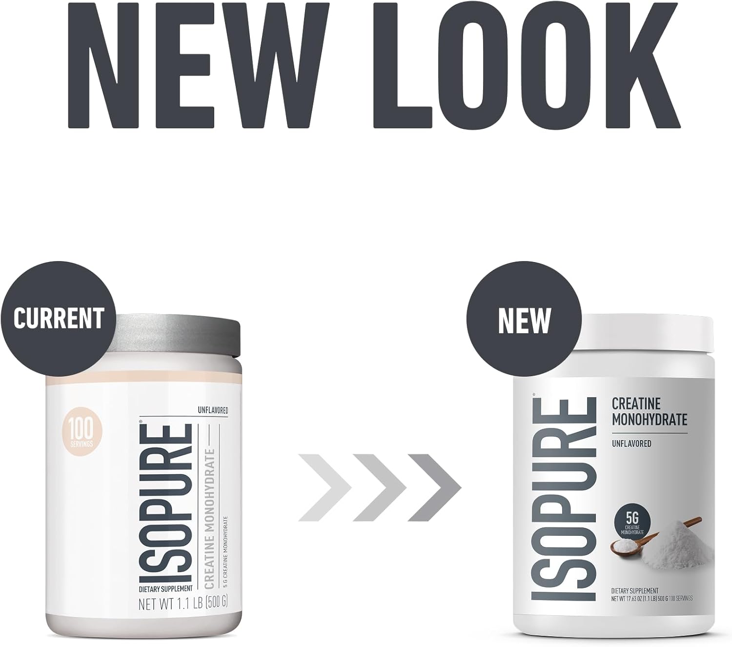Isopure 100% Pure Creatine Monohydrate Powder, Sugar Free, Unflavored, 5g Creatine Monohydrate Per Serving, 1.1 Lbs, 100 Servings (Packaging May Vary)