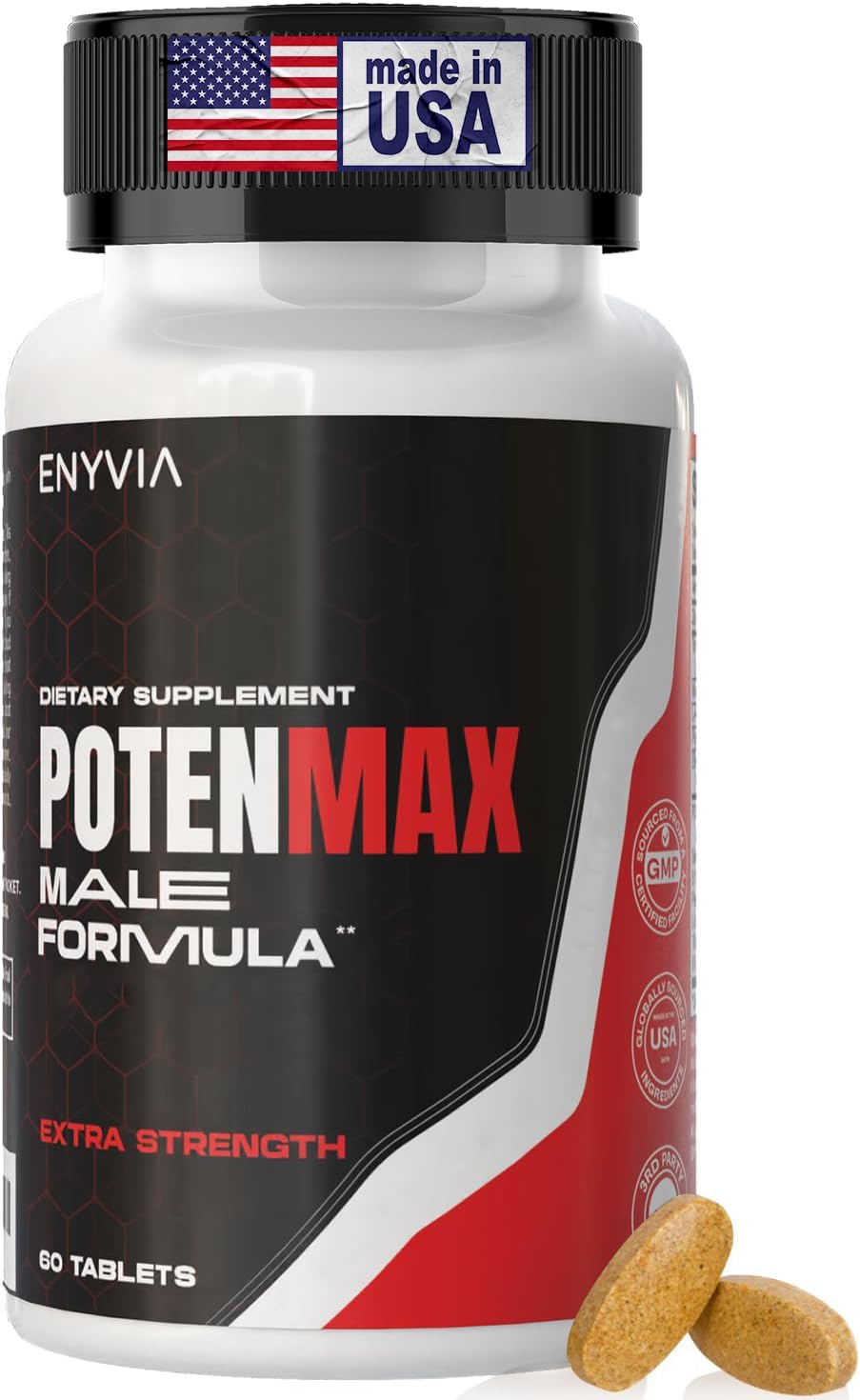Male Supplements for Men, Male Support Formula for Performance, Stamina and Endurance with Oyster Extract, Tongkat Ali, Tribulus, Maca, L-Arginine, 1-Month Supply 60 Tablets