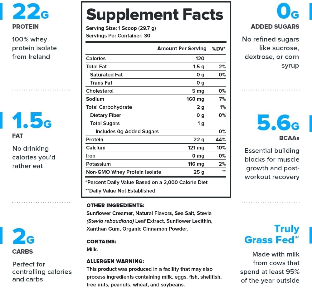 LEGION Whey+ Protein Whey Isolate from Grass Fed Cows - Whey Protein Isolate Powder Low Calorie, Non-GMO, Sugar Free, Lactose and Gluten Free, All Natural Protein Powder for Men & Women (30 Servings)