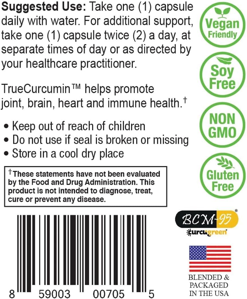 NatureCity True-Curcumin Turmeric Supplement | Non-GMO Tumeric and Curcumin 500mg Curcuma Capsules Vitamin Supplements | Up to 700% Increase in Absorption (30 Day Supply) | Supports Joints