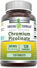 Amazing Formulas Chromium Picolinate Supplement | 200 Mcg Per Serving | Tablets | Non-GMO | Gluten Free | Made in USA (120 Count)