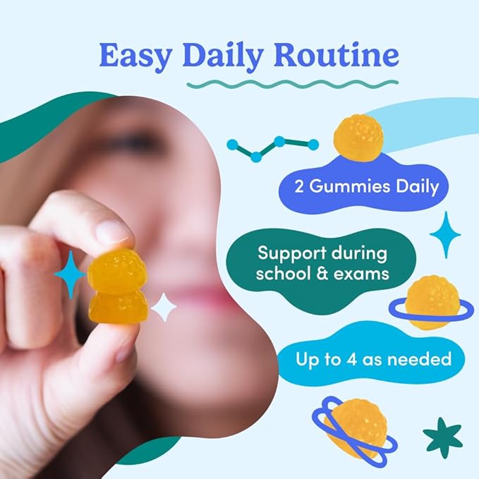 FIRST DAY Teen Brain & Focus Supplement Gummies Ages 13–18 | Study & Concentration Support with Cognizin® Citicoline & Phosphatidylserine | Vegan, Non-GMO, Caffeine-Free | 30-Day Supply