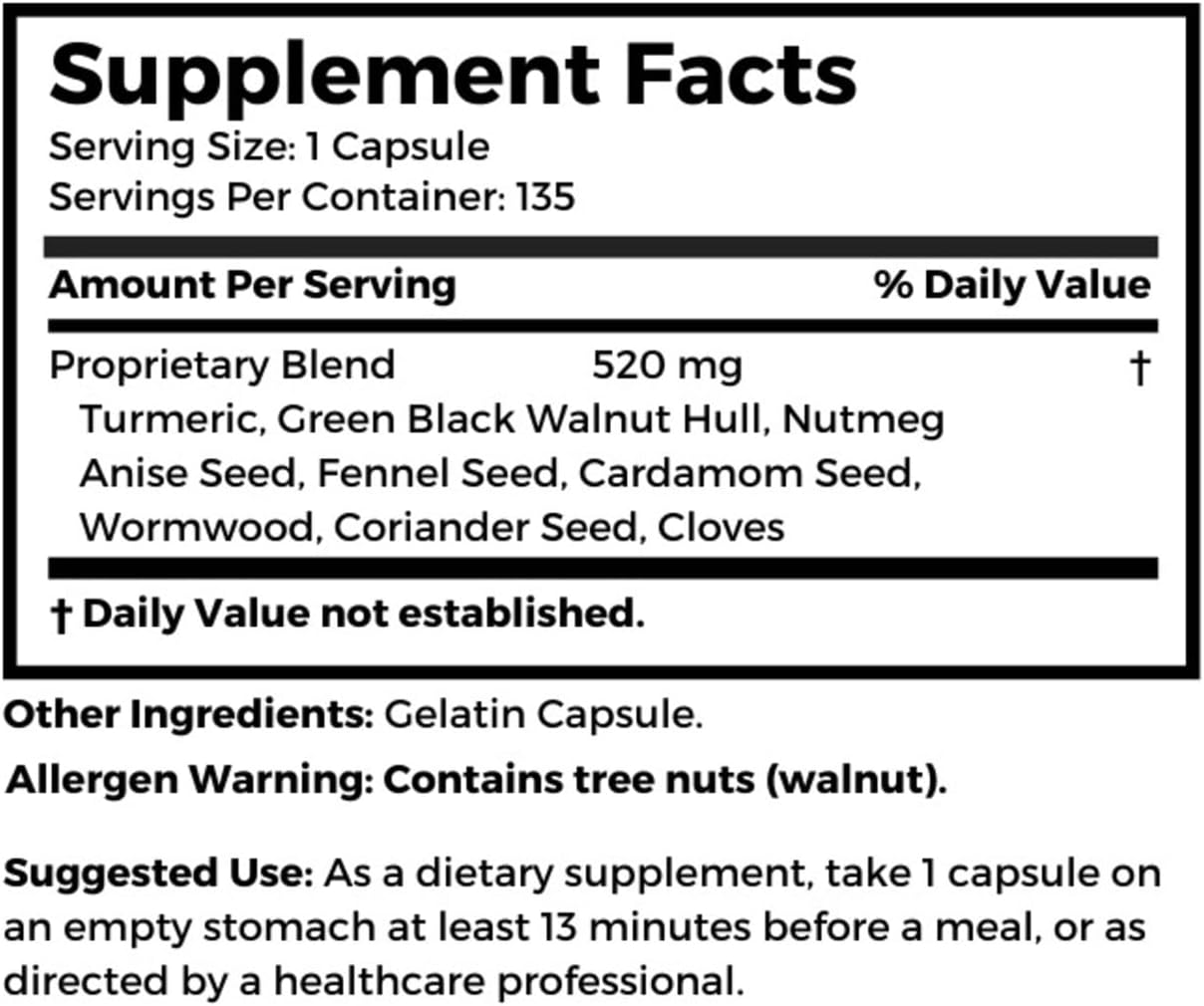 Dr Clark Store para-Zap – 520mg, 135 Capsules, Supports Digestive Health & Gut Balance