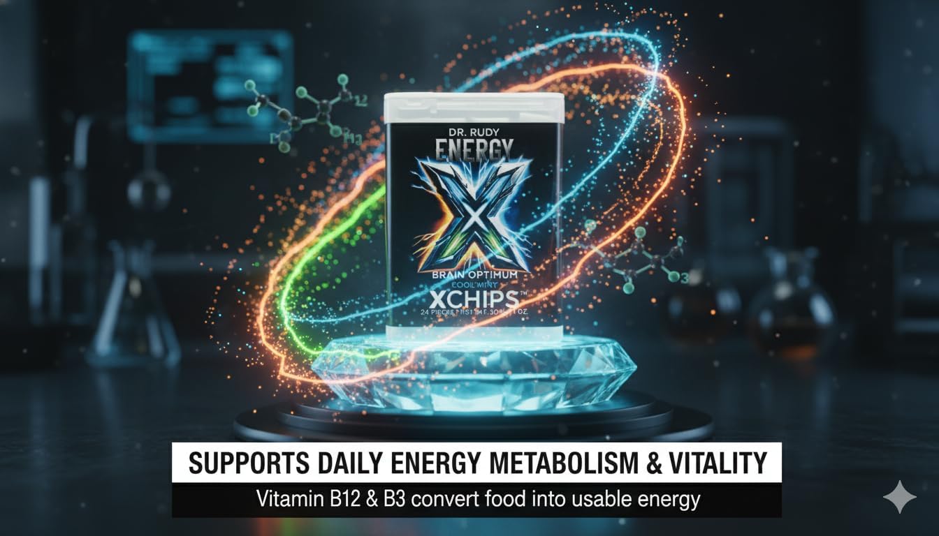 Dr. Rudy Energy XChips™ Coffee Chata – Clean Energy & Focus – Natural Caffeine + L-Theanine + B12 – Birchwood Xylitol for Oral Health – Fast-Dissolving Cubes