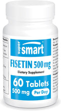 Supersmart - Fisetin 500mg per Day (Easy-to-Take) - 98% Pure Fisetin Supplement - Highly Bioavailable Polyphenol - Potent Senolytic Activator | Non-GMO & Gluten Free - 60 Tablets