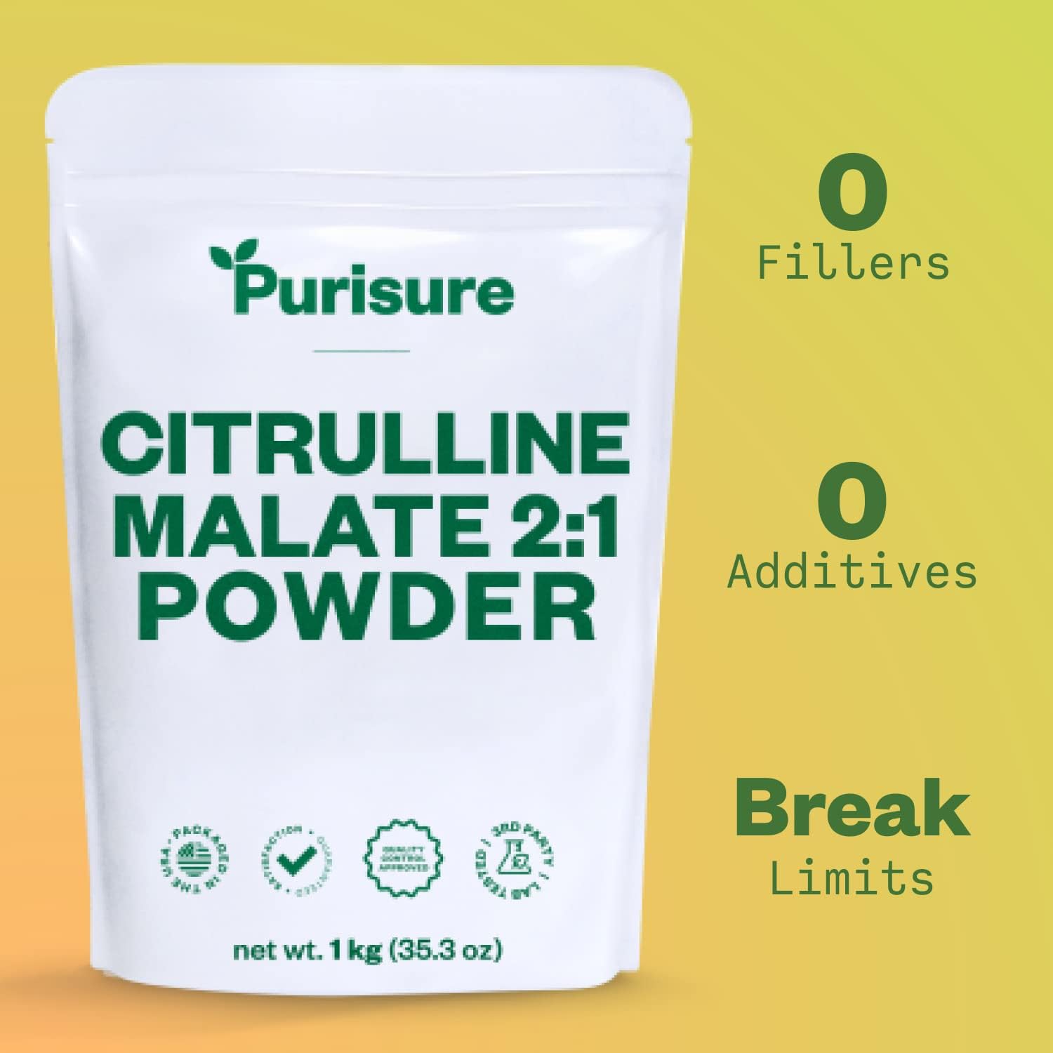 L Citrulline Malate 2:1 Powder, 1 kg, Supplement and Nitrate for Strength Performance and Energy, Pre-Workout L Arginine L Citrulline Supplement Powder, 334 Servings