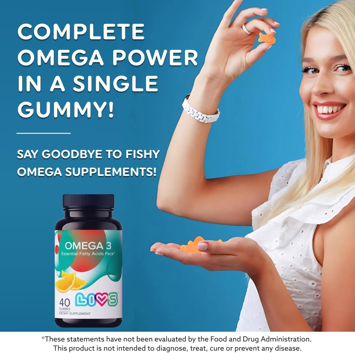 Omega 3 Gummies for Adults with Flaxseed Oil (Omega 3, 6, 9) – Heart Health, Brain Function, Joint & Eye Support for Women & Men | Vegan, Non GMO, Gluten Free Gummy Vitamins | Orange Flavor- 40ct