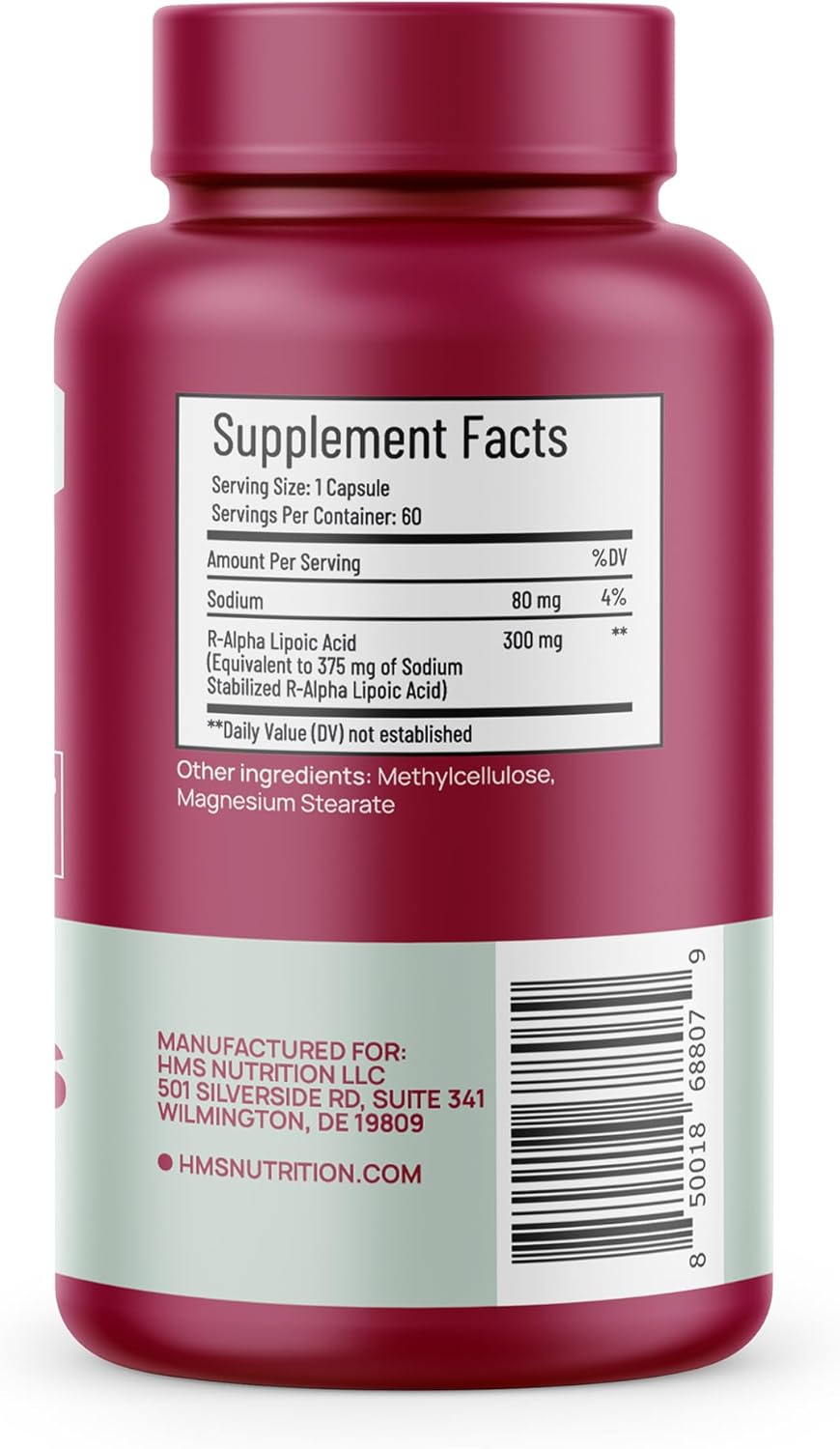 Stabilized R-Lipoic Acid 300mg Per Serving, R Alpha Lipoic Acid ALA Supplement Antioxidant for Nerve, Energy & Metabolism Support, NSF Certified Supplements, Non-GMO & Vegan,60 Capsules,2 Month Supply
