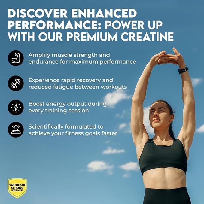 Creatine Monohydrate Powder 1 lb, 100 Servings, ISO Certified Tested Vegan, Unflavored Micronized Powder- Support Muscles, Cellular Energy & Cognitive Function