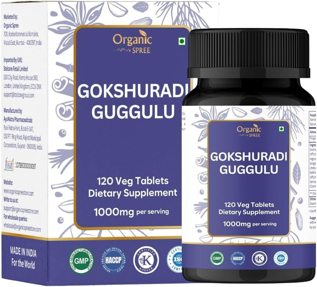 Gokshuradi Guggulu 120 Tablets - May Support Urinary, Bladder Health* - Ayurvedic Formulation - Certified and Vegetarian (1)