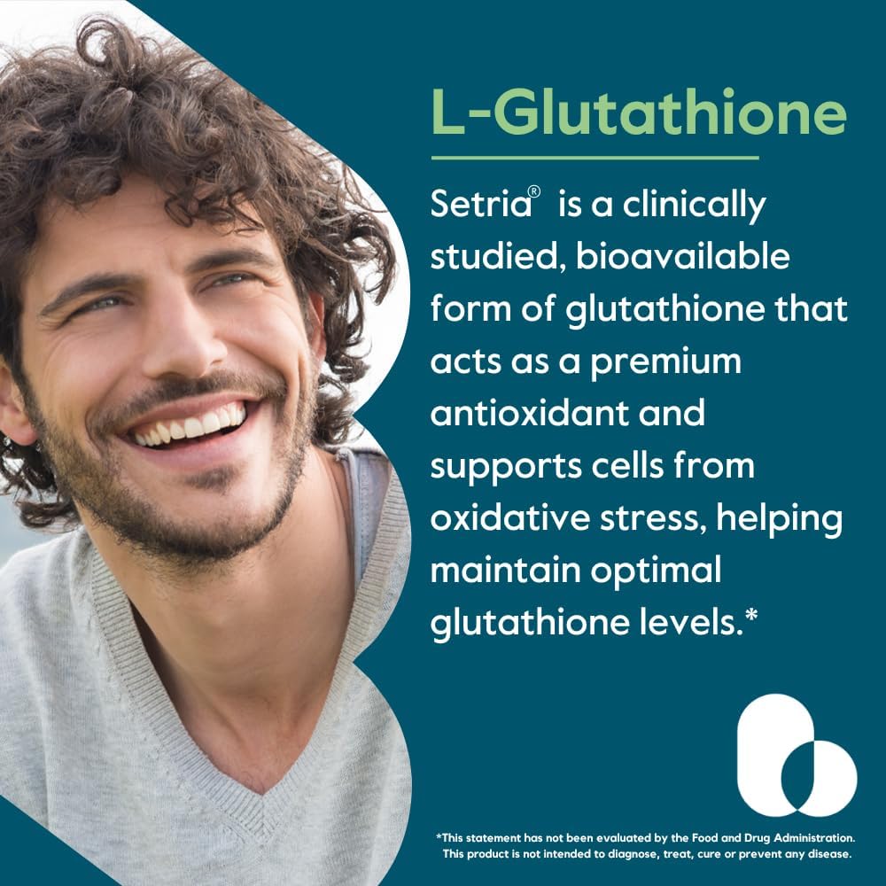 BESTVITE L-Glutathione 500mg w Setria (60 Veggie caps) - No Stearates - Vegan - Gluten Free - Non GMO