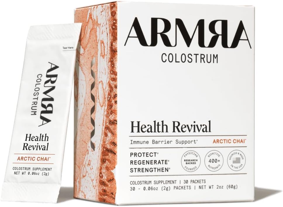ARMRA Colostrum™ Powder | Arctic Chai | Gut Health & Bloating | Skin & Hair | Immunity | Keto, Gluten & Fat-Free | 30 Servings