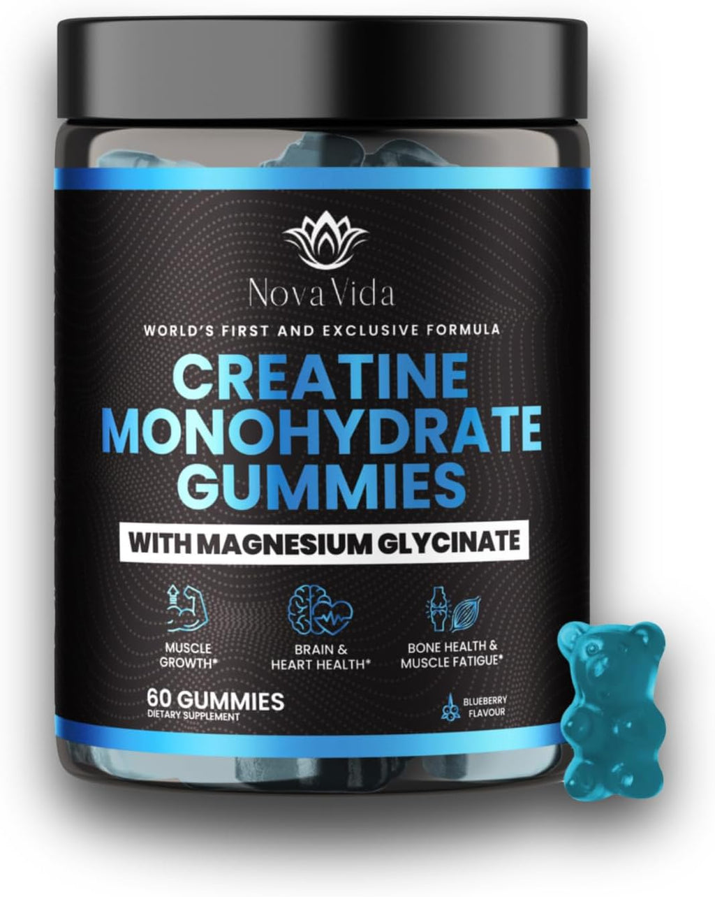 Creatine Monohydrate Gummies with Magnesium Glycinate, L-Arginine, BCAA, Zinc & Beta-Alanine- Creatine Monohydrate PreWorkout Gummies | Glycinate Creatine Monohydrate Gummies for Men & Women