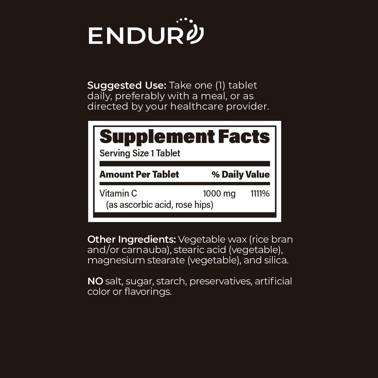 ENDUR-C®, Time Release Vitamin C Supplement Tablets For Optimal Absorption, Ascorbic Acid & Vitamin C with Rose Hips, 1000mg, 150 Tablets