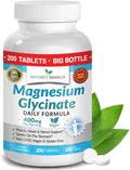 Magnesium Glycinate 400mg | 200 Tablets | High Absorption Mag Supplements for Sleep, Leg Cramps, Heart, Muscle, Calm | Non Buffered Bisglycinate, Extra Strength for Women and Men, Tablets Not Capsules
