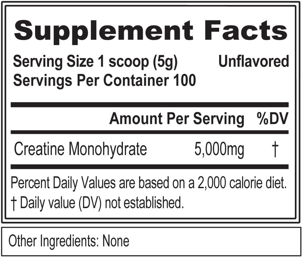 Evlution Nutrition Creatine 5000 - Supports Faster Recovery, Lean Muscle Growth & Performance - Pre & Post Workout Powder - 5000mg Pure Creatine Monohydrate Per Serving - 100 Servings - Unflavored