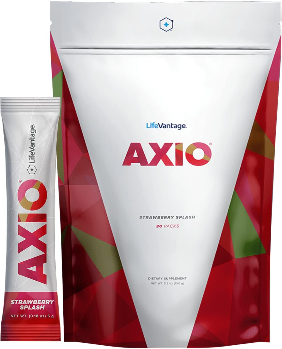 LifeVantage AXIO Regular Energy Drink Powder, Nootropic Supplement, Focus & Mood Support, with L-theanine, Green Tea, B Vitamins, DMAE, Quercetin & Pine Bark, Strawberry Splash, 30 Packets